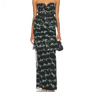 Majorelle Katarina Strapless Gown in Black Dot
